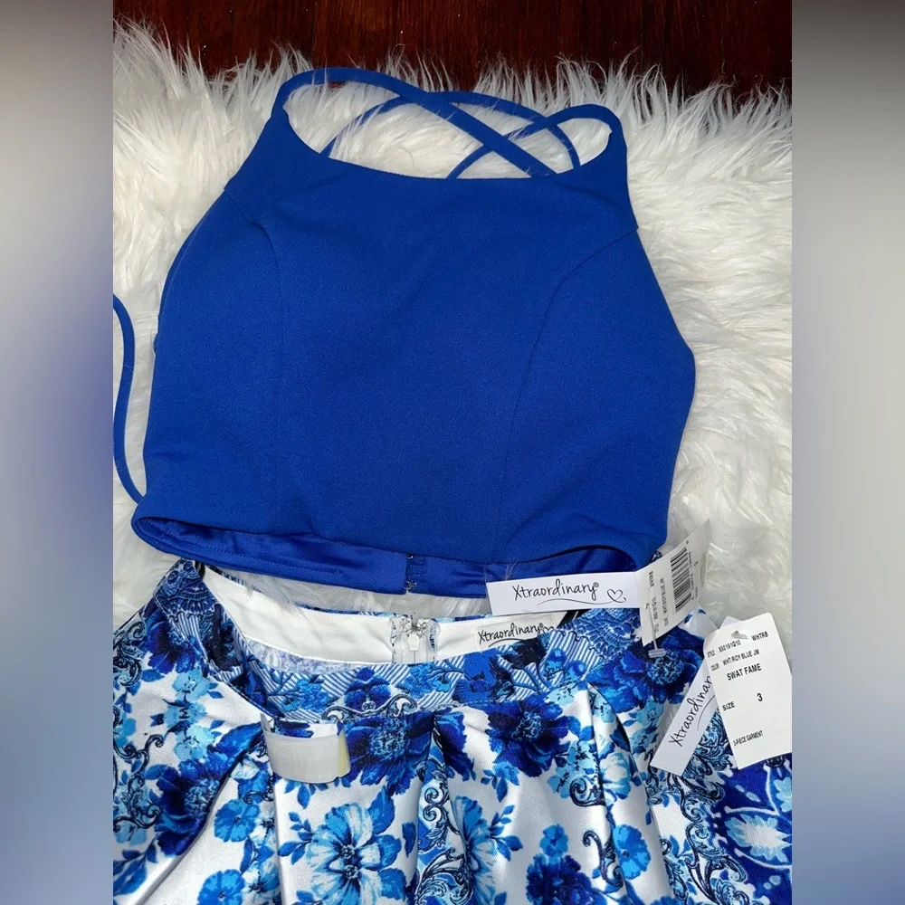 Xtraordinary Blue and White Prom Dress - Picture 7 of 16